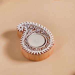 Decorative Wooden Mandala <b>Tealight</b> <b>Holder</b> with Detailed Floral Pattern for Home Décor Centerpiece and Festive Display - Product Image 1
