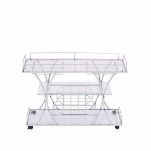 Carrello Bar in Vetro Argentato Elettrolitico con Portabottiglie e Portabicchieri per Servizio in Cucina e Uso Alberghiero - Product Image 4