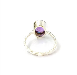 Simple Oval-Cut Amethyst <b>Ring</b> <b>Crafted</b> 925 Silver February Birthstone Customized Jewelry Daily Wear JAIPUR SILVER - Product Image 4