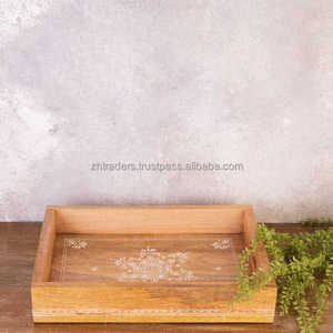 Juego de bandeja artesanal Elegance de madera Acacia de lujo y madera Sheesham con asas para café, comedor y presentación de decoración del hogar - Product Image 4