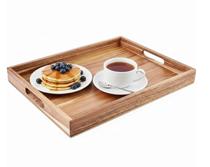 Gran descuento, diseño tallado a mano, bandeja de madera decorativa para servir con asas laterales, estilo de acabado natural, bandeja para servir alimentos - Product Image 2