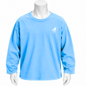 Camiseta Aqua Reversed LS de Manga Larga Oversize de Algodón con Acabado Lavado, Hombros Caídos, Estilo Casual Urbano, Ajuste Relajado, Top Diario - Product Image 1