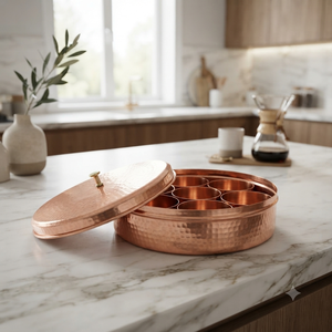 Handmade Pure Copper Masala Box Indian <b>Spice</b> Container with 7 Storage <b>Jars</b> Kitchen Organizer Airtight Gift Wholesale OEM - Product Image 3
