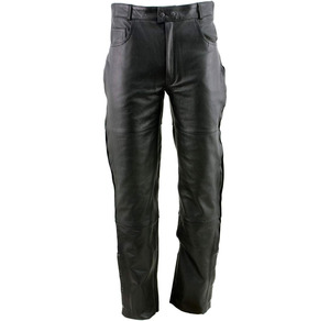 Pantalon de moto en cuir noir de qualité supérieure pour homme Samroz Sports avec fermeture éclair latérale et boutons-pression, design personnalisable, toutes saisons - Product Image 3