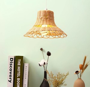 Custom Teardrop Rattan Lampshade Open Lattice Bamboo Pendant <b>Light</b> Cover <b>Rustic</b> E27 Bulbous Ceiling Hanging Chandelier - Product Image 3