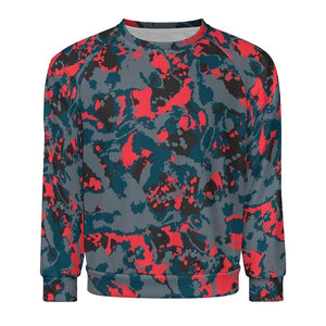 Sudadera de cuello redondo con estampado de camuflaje para hombre, manga raglán, corte regular, informal, de punto, transpirable, 100% forro polar - Product Image 1