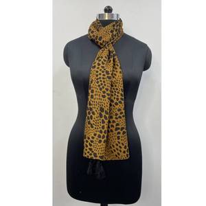 Printed Cotton Long Leaf Pattern Women's Multi-Purpose <b>Shawl</b> - Product Image 1