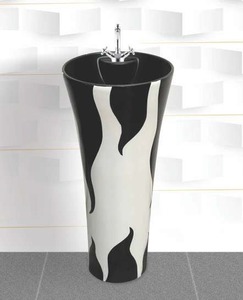 Lavabo Moderno Pintado con Múltiples Diseños, Pedestal de Columna, Montaje de Grifo de un Solo Orificio para Hoteles, Escuelas, Hospitales y Baños - Product Image 1