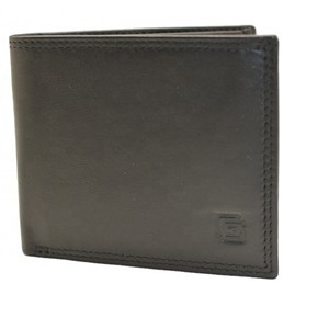 <b>Men's</b> Genuine Leather <b>Wallet</b> Short Length RFID Protection Fold Closure Minimalist Design Embossing Detail <b>Black</b> - Product Image 3