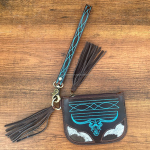 Monedero con borlas de cuero de ante para mujer - Product Image 3