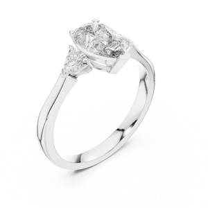 Bague de fiançailles en diamant pour femme Krishnam Jewel, 1,30 CT, couronne royale, taille poire et taille trillon, trois pierres, bijoux de mariage élégants - Product Image 3