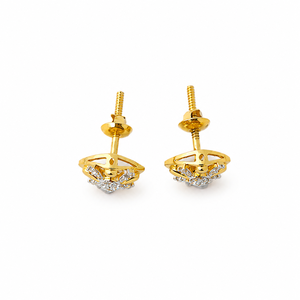 Namivaa 18K Yellow Gold Diamond Floral Stud <b>Earrings</b> for Women Lightweight Bezel Setting High Polish Classic Daily Wear Party - Product Image 5