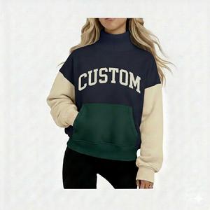 Sudadera de Forro Polar Casual Oversize para Mujer 2026, Cuello Simulado, Bordada, Elástica, con Logo Frontal, Transpirable y de Secado Rápido, Tendencia Otoño - Product Image 5