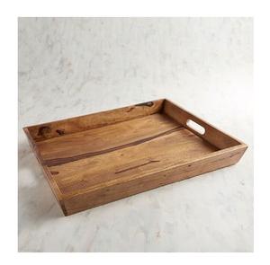 Plateau de service vintage en bois de noyer pour la maison – Élégant plateau décoratif européen pour snacks, pain, fruits et dîner - Product Image 6