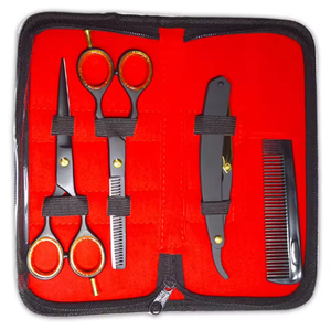 Tijeras de Corte de Pelo Profesionales de Acero Inoxidable de Alta Calidad, Color Negro Dorado, para Barbería, de Ariston International - Product Image 5