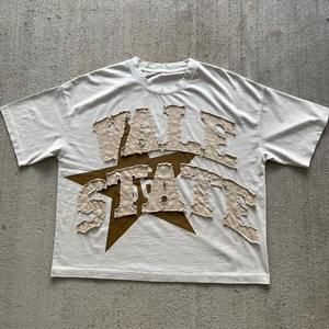 T-shirt vintage unisexe en coton épais et lavé à l'acide Short oversize avec logo imprimé pierre Design personnalisé noir pour hommes et femmes - Product Image 6