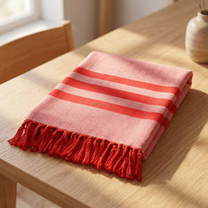 Plaid en coton multicolore à fines rayures 130x180 cm, tissé à la main, pour canapé, décoration bohème pour la maison - Product Image 1