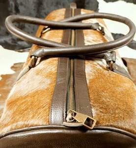 Sac de voyage en cuir de vachette véritable, sac de sport en cuir véritable, fermeture éclair tendance, respirant, grande capacité, sac de voyage pour le week-end LHDB-0038 - Product Image 6