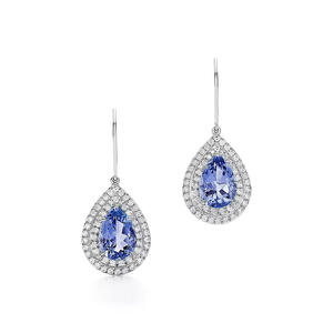 Beautiful Tanzanites & <b>Diamond</b> Leverback <b>Earring</b> Lab Grown White Gold Women Gemstone <b>Dangle</b> <b>Earring's</b> Wholesale Price - DS0360 - Product Image 2