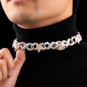 Luxury <b>Statement</b> <b>Necklace</b> 18K Solid Gold Rose Gold Plated Moissanite Diamond Star Pave Setting Link Chain Unisex Party Jewelry - Product Image 5
