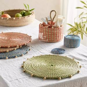 Top Selling <b>Beaded</b> Woven Seagrass Charger Bamboo <b>Placemat</b> for Table Decoration Vietnam Wholesale Accessory - Product Image 2