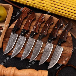 มีดทำมือเหล็กดามัสกัสแบบเต็มด้าม น้ำหนักเบา ใช้ได้ทุกวัน สำหรับร้านอาหาร ครัวกลางแจ้ง ปิ้งย่าง ทำอาหาร สเต็ก ด้ามไม้พะยูง - Product Image 3