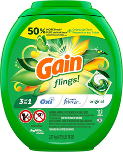 ผงซักฟอกแบบเม็ด Gain Flings 112 เม็ด กลิ่นออริจินัล สูตร 3 in 1 HE พร้อมสารเพิ่มประสิทธิภาพ Oxi Boost และ Febreeze - Product Image 5
