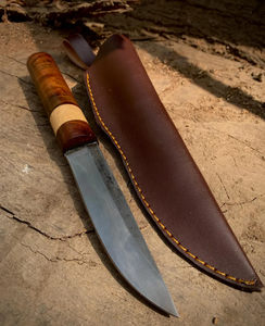 Couteau de chasse artisanal en acier à haute teneur en carbone, lame fixe avec manche en bois dur, étui en cuir véritable, pour le camping en plein air et la survie - Product Image 3