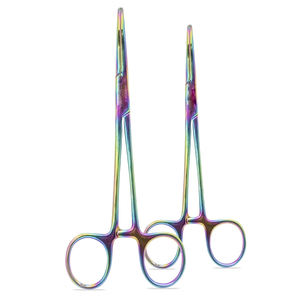 Pinzas Hemostáticas Multicolor de Última Generación con Mordazas Dentadas de Acero, Manuales, con Soporte en Línea, Instrumentos Quirúrgicos de Bloqueo Recto - Product Image 1