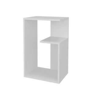 Tavolino Laterale Bianco in Melamina con Vano Portaoggetti Aperto, Tavoli Console - Product Image 4
