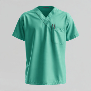 Wholesale High Quality Two Pockets Nursing <b>Scrub</b> Tops 100% Cotton Knitted Breathable Comfortable Hospital Use - Product Image 4