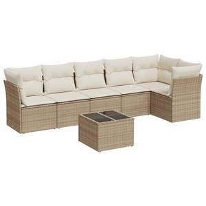 Ensemble de canapé de jardin en rotin PE beige avec mobilier d'extérieur durable en acier enduit de poudre et verre trempé - Product Image 2