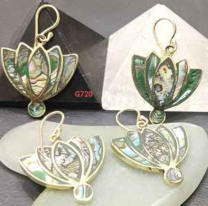 Boucles d'oreilles bohèmes plaquées bronze antique en agate, créoles ouvertes en forme de goutte, bijoux en laiton pour femmes, revendeurs, style minimaliste bohème en grappe - Product Image 1