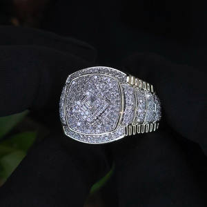 Bague de fiançailles en moissanite taille ronde, en argent sterling 925, style hip-hop glacé pour homme, bijoux de mariage ou d'anniversaire - Product Image 3