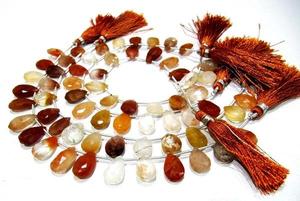 Perles en forme de poire de quartz rutilé naturel authentique, 16 mm, en fil de 8 pouces de long, vente en gros, très demandées - Product Image 1