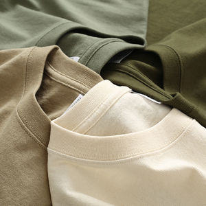 T-shirts personnalisés pour hommes, coupe oversize, épaules tombantes, col côtelé noir, 100% coton de haute qualité, streetwear pour homme - Product Image 6