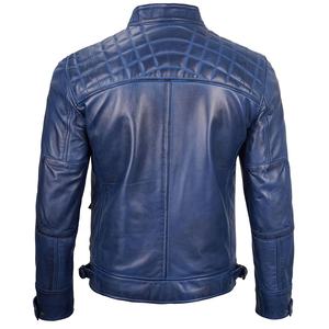 Jacket <b>Real</b> Leather Sheepskin Aniline Zipper <b>Black</b> <b>Men</b> Biker Jacket with Quilted <b>Black</b> Lining and Inside Outside Pockets - Product Image 3