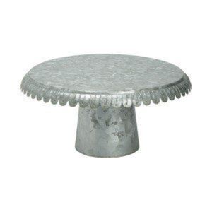 Rustic Galvanized Metal <b>Cake</b> <b>Stand</b> with Scalloped Edge Pedestal Display Platter for Wedding Party Table Centerpiece Dessert - Product Image 1