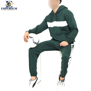 Survêtements de sport pour hommes, best-sellers, service OEM, design de qualité supérieure, ensembles de survêtements à capuche vert color block pour hommes - Product Image 4