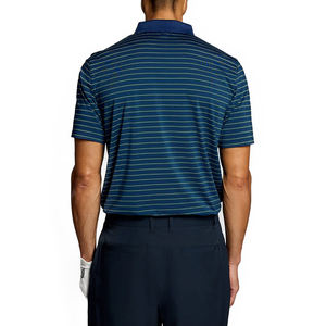 Polo de golf de marca privada con rayas azul aguamarina, de alto rendimiento, transpirable, elástico, de corte regular, informal, personalizado, tejido. - Product Image 2