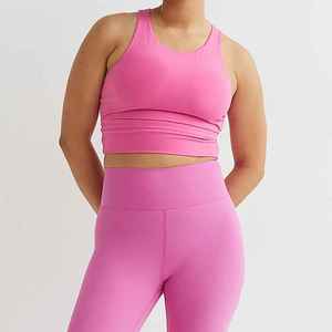Soutien-gorge de sport sans couture pour femme, rose uni, taille haute, haut de yoga - Product Image 2