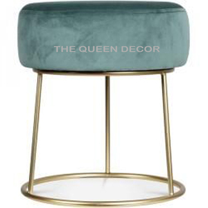 Customized Modern Furniture Home Stool & Ottoman Round Velvet Fabric with Metal Legs Ottoman Stool for <b>Bedroom</b> - Product Image 1