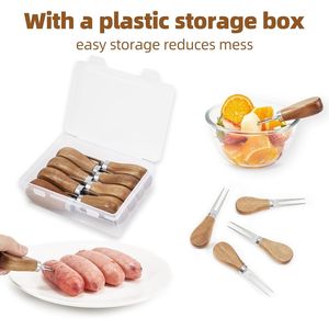 Set di 8 Pezzi (4 Paia) di Supporti per Pannocchie con Grande Manico in Legno e Forchette in Acciaio Inossidabile, Ottima Presa, Set di Spiedini per Barbecue - Product Image 2