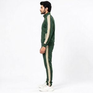 Survêtement d'entraînement pour homme en tissu polyester léger, respirant, veste zippée intégrale, pantalon ajustable, confortable - Product Image 4