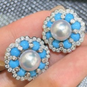 Boîte cadeau classique en or 18 carats avec certificat, boucles d'oreilles Tahiti 9-10 mm, couleur originale, quatre feuilles, boucles d'oreilles fines en eau de mer naturelle - Product Image 1