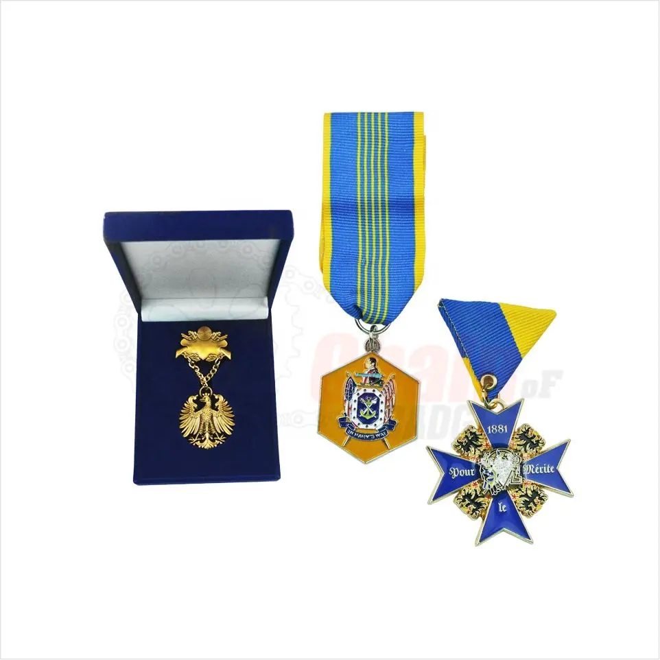 リボン付きメダル卸売高品質メーカーフリーメーソンメダリオンカスタムロゴアイテムメダルメタル