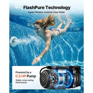 FlashPure Pompa Filtro a Sabbia da 0,5 HP 3000 GPH, Sistema di Filtraggio per Piscina da 12 Pollici con Timer, 6 Volte Più Veloce per Piscine Fuori Terra - Product Image 5
