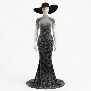 Colección de Vestidos de Noche de Diseñador: Elegantes Vestidos Formales Bordados con Capa, Chaqueta, Sombrero y Guantes a Juego, Largos hasta el Suelo, Corte en A - Product Image 4