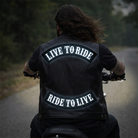 Patch brodé réfléchissant personnalisé thermocollant ou à coudre pour gilet de motard, grand patch dorsal, badge de club moto