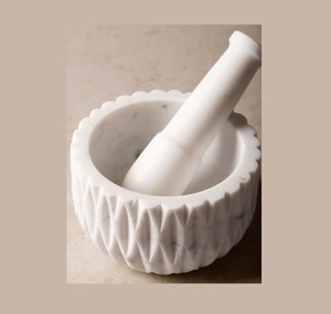 Heavy Duty Marble Mortar <b>And</b> Pestle <b>Set</b> With Deep Bowl For Grinding Large Quantity Of <b>Spices</b> <b>And</b> <b>Herbs</b> - Product Image 1